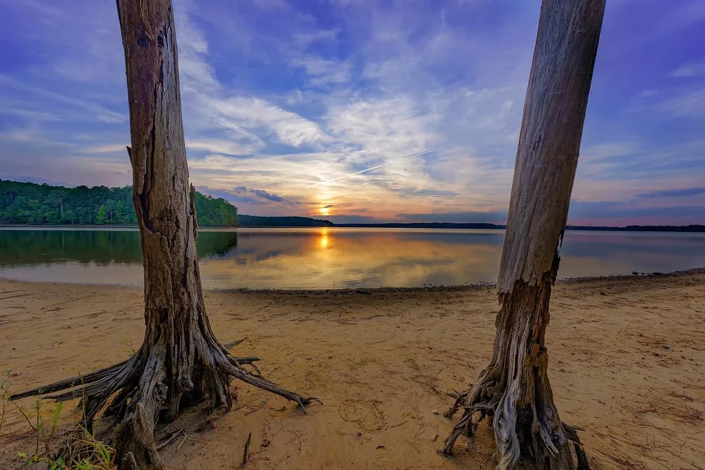Rolling View Beach Area swimming hole near Durham, North Carolina