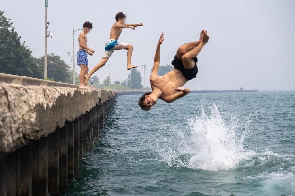 The Concrete Beach swimming hole near Chicago, Illinois