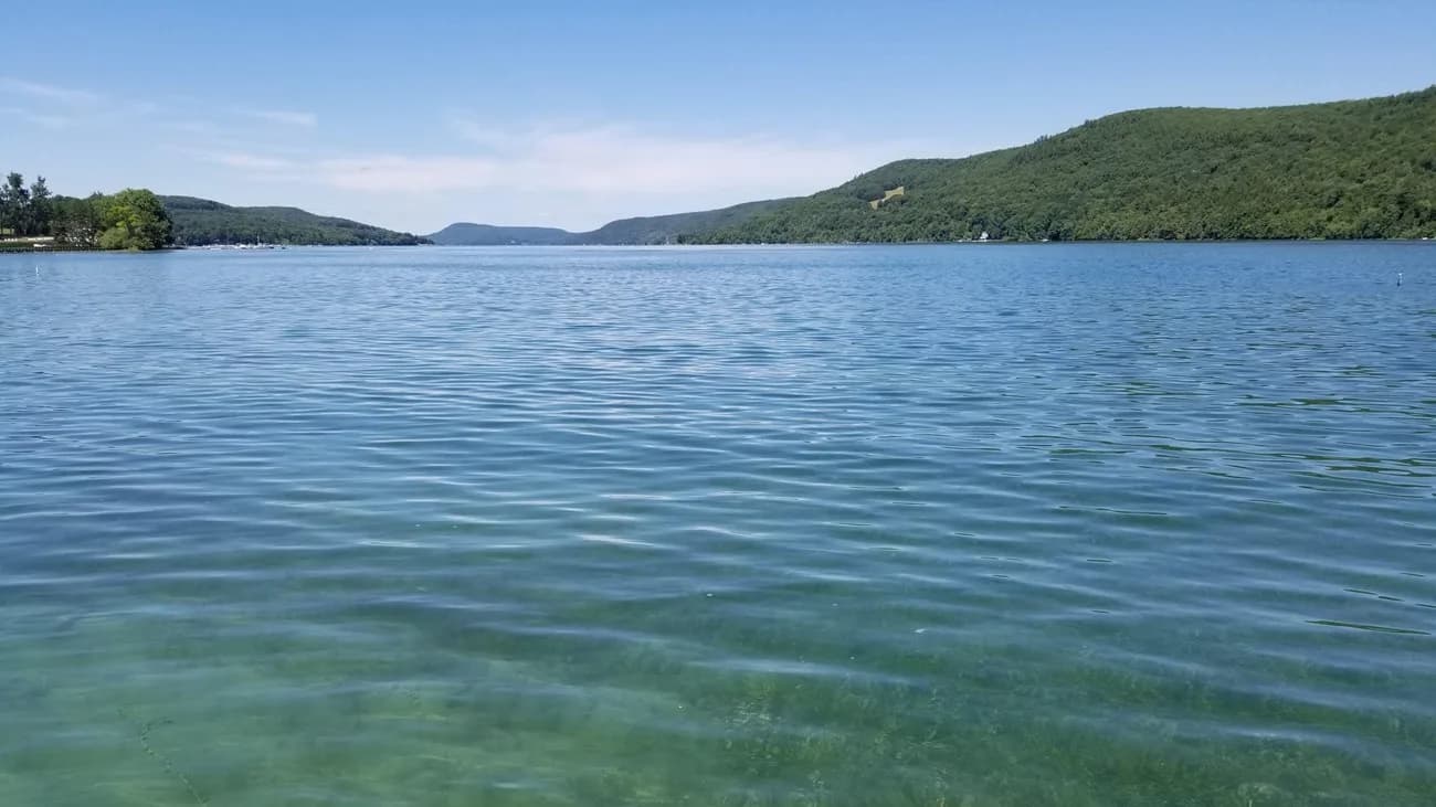 Glimmerglass State Park Beach swimming hole near Cooperstown, New York