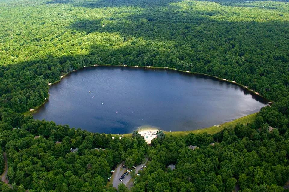Tall Timber Lake swimming hole near Pocono Pines, Pennsylvania