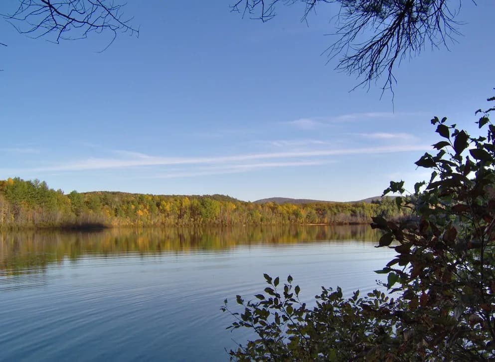 Burnt Meadow Pond beach swimming hole near Brownfield, Maine