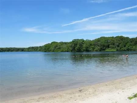 Dennis Pond Beach swimming hole near Yarmouth Port, Massachusetts