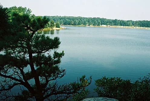 Big Bear Lake beach swimming hole near Cuzzart, West Virginia