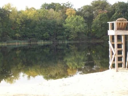 Spectacle Pond Beach swimming hole near Wilbraham, Massachusetts