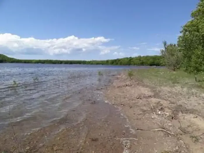 Monocle Lake Campground swimming hole near Brimley, Michigan
