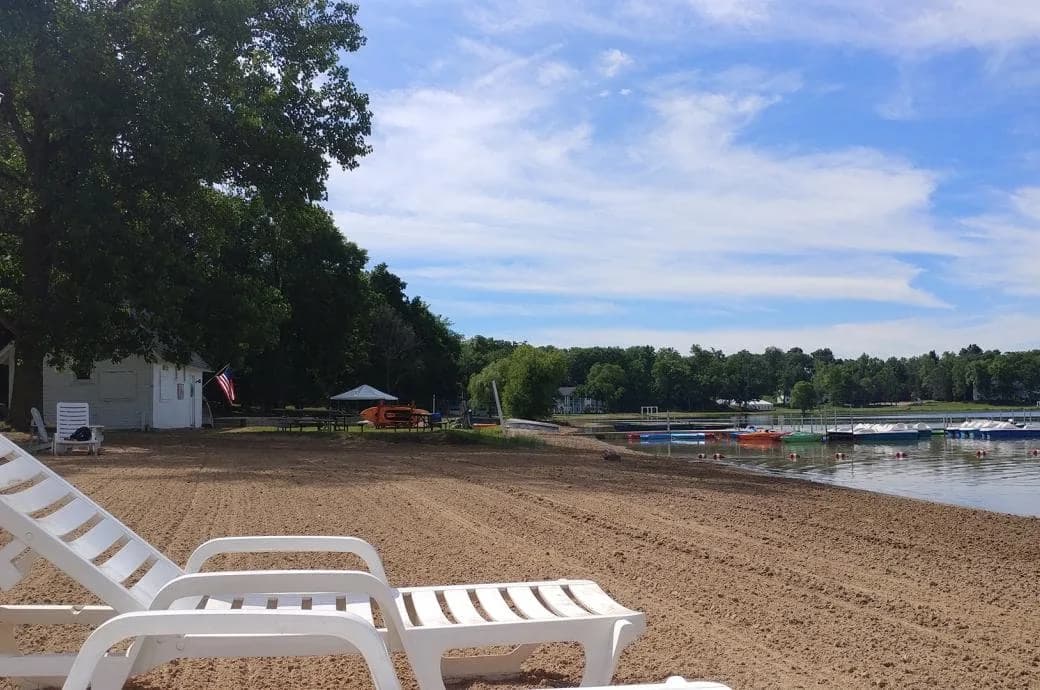 Waldenwoods beach and water activities swimming hole near Howell, Michigan