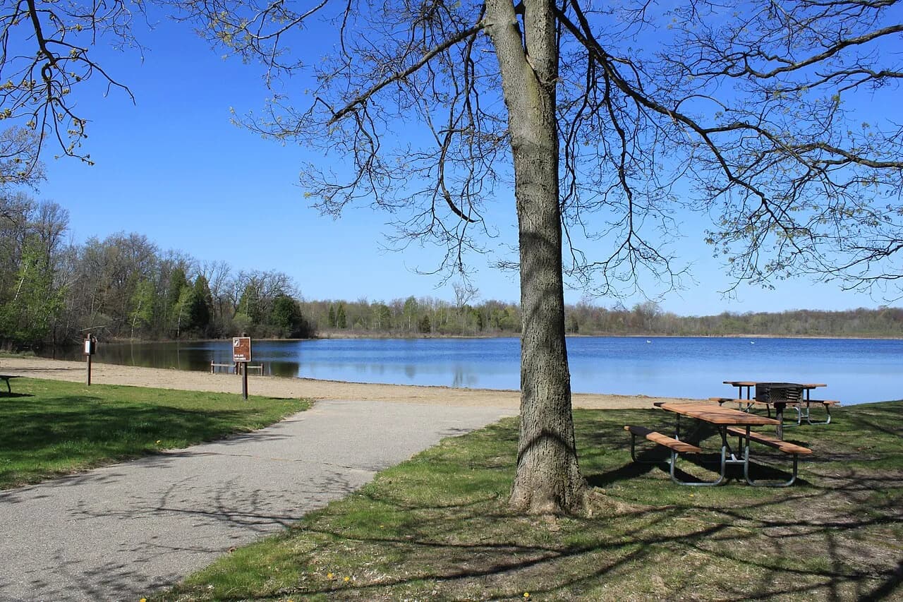 Teeple Lake Beach swimming hole near White Lake, Michigan