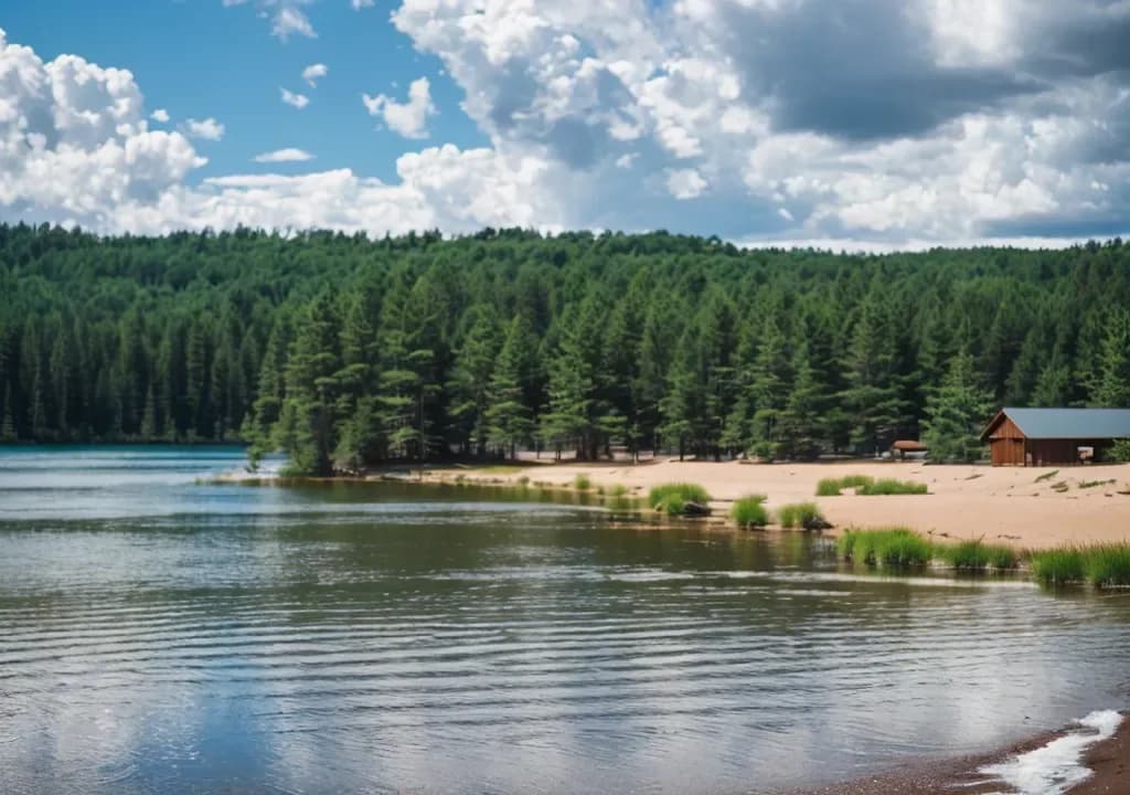 Old Forge Public Beach swimming hole near Old Forge, New York