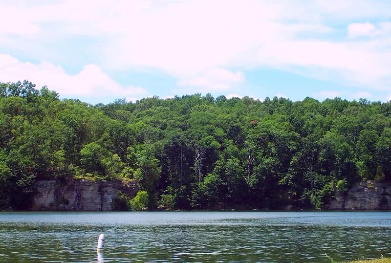 Poplar Camp Beach at Cedar Lake swimming hole near Carbondale, Illinois