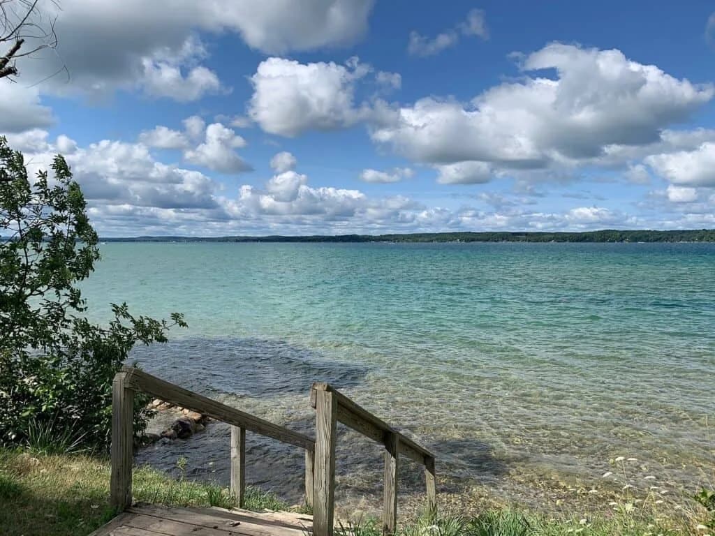 Torch Lake Sand Bar Public Access Point swimming hole near Rapid City, Michigan