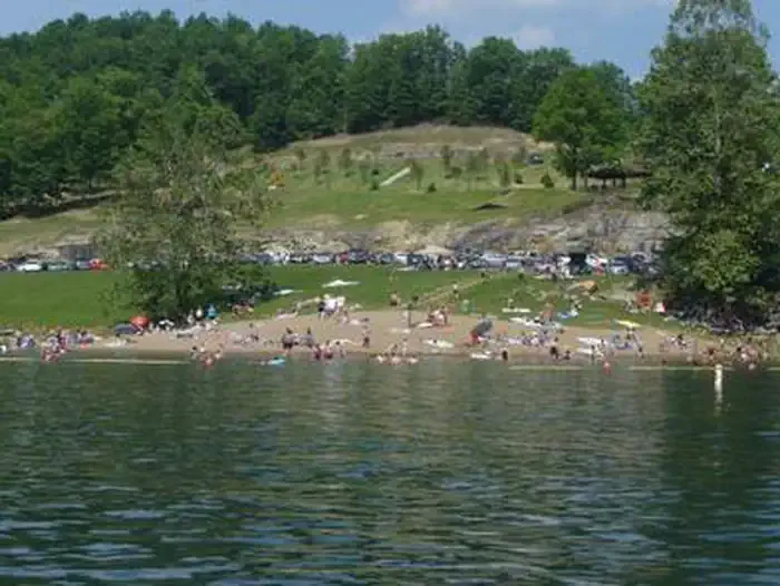 Sutton Lake Beach swimming hole near Sutton, West Virginia