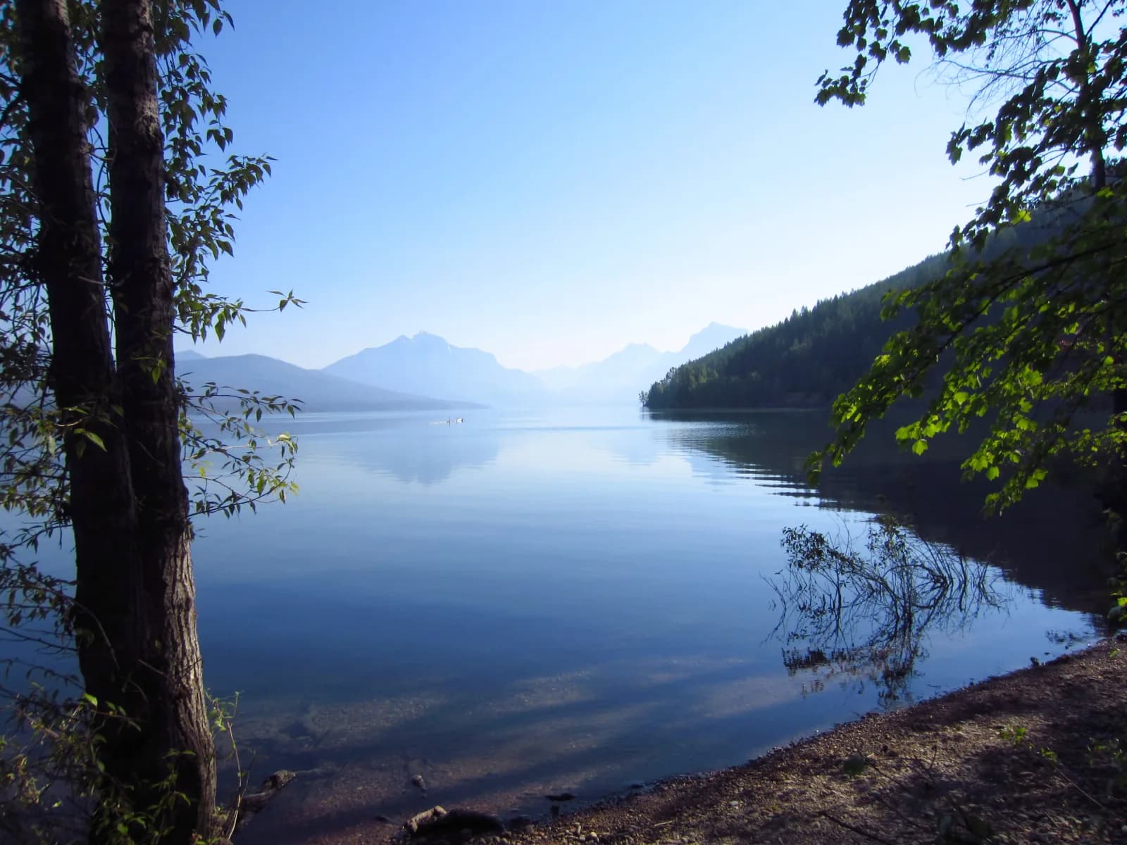 Apgar Beach on Lake McDonald swimming hole near West Glacier, Montana