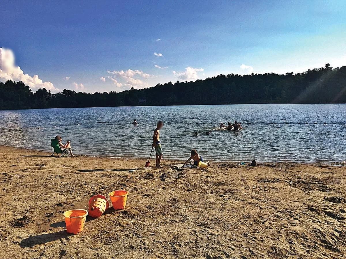 Lake Mansfield Beach and Conservation Forest Trails swimming hole near Great Barrington, Massachusetts