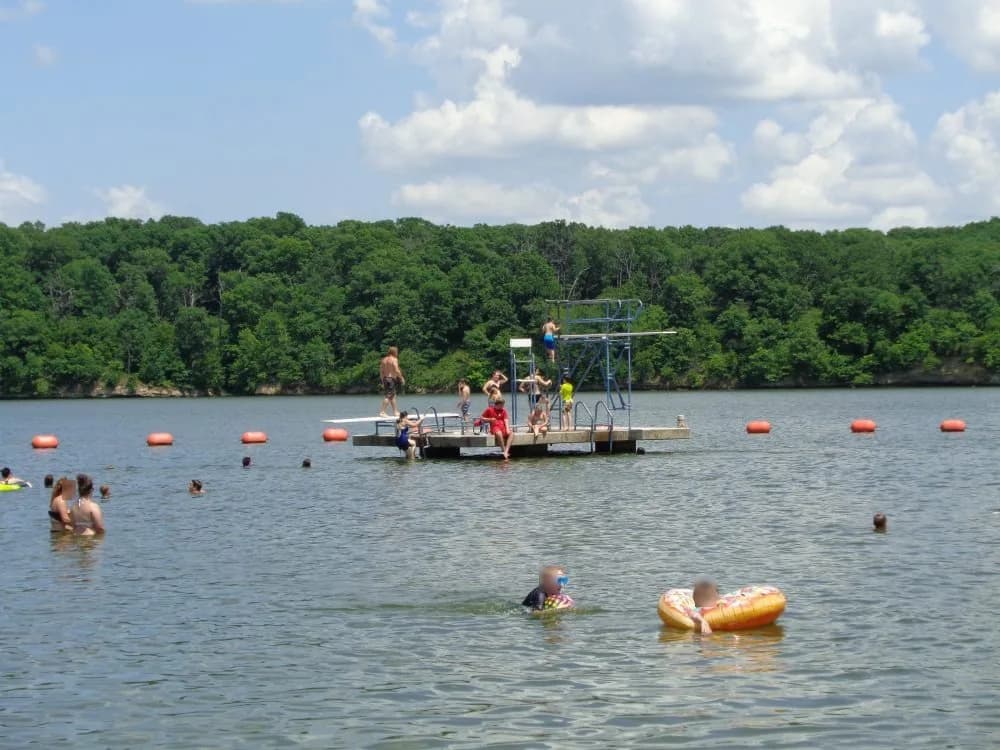 Milnot Beach at Lake Lou Yaeger swimming hole near Litchfield, Illinois