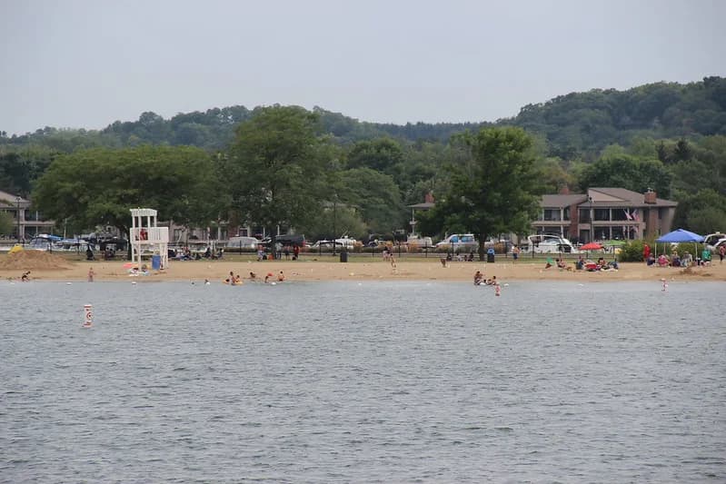 Fontana Beach swimming hole near Fontana-On-Geneva Lake, Wisconsin